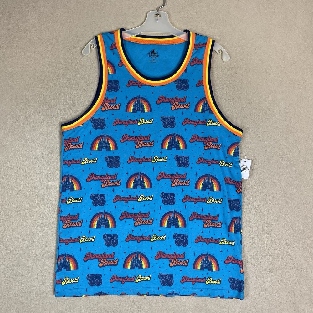 Disney Parks Tank Top Mens M Blue Disneyland Resort 1955 Graphic Print‎